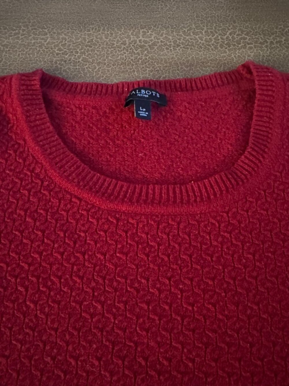 Talbots Bright Red Ribbed Sweater Scoop Neck - Size Petite Large Lg